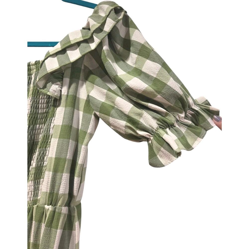 JessaKae Orchard Green & White Gingham Dress Cottagecore Prariecore Elastic | S - Picture 5 of 16